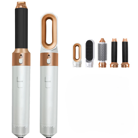 KIONCO Nova 5, 5-in-1 Hot Air Styler with interchangeable attachments – ionic hair dryer brush and curler set