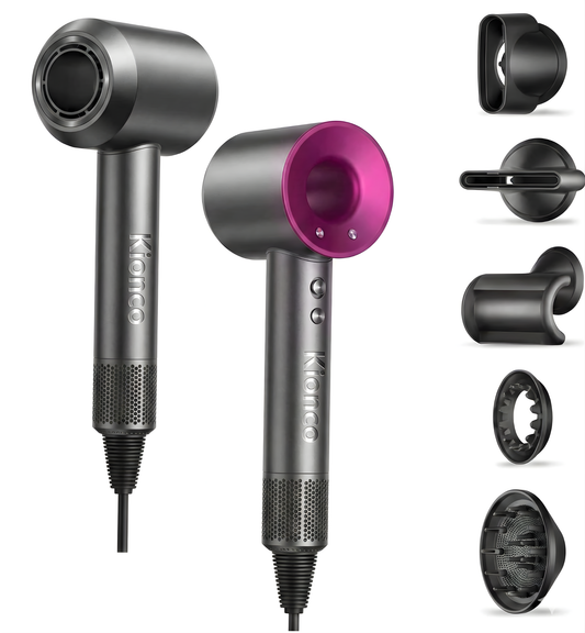 KIONCO Halo Hair Dryer 1600W ionic with concentrator and attachments – thermostatic professional blow dryer